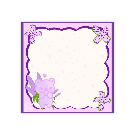 Purple Kawaii Lavender Bear Post-it Note Pads — Cute Memo Sticky Notes