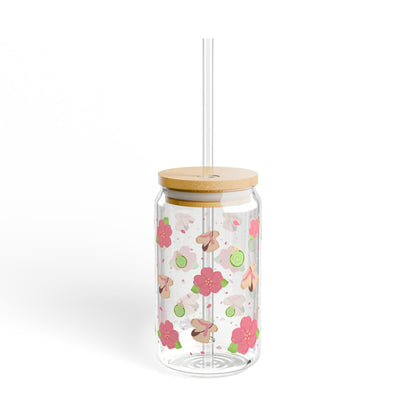 Sweet spring Sakura and Match Roll Sipper Glass, 16oz