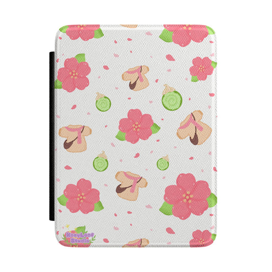 Kindle Case - Cherry Blossom Pink & Green Pastry Pattern Protective Cover