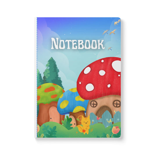 Cute Mushroom Village Softcover Notebook