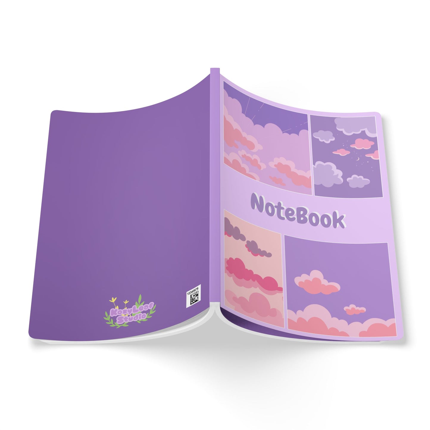 Purple and Lofi Clouds Softcover Notebook