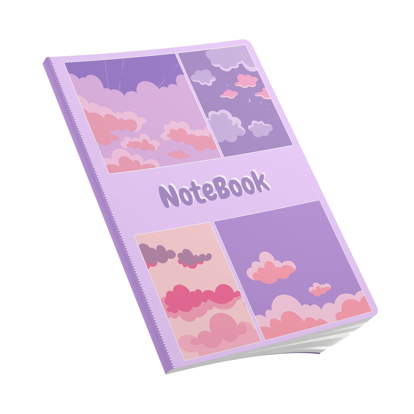 Purple and Lofi Clouds Softcover Notebook