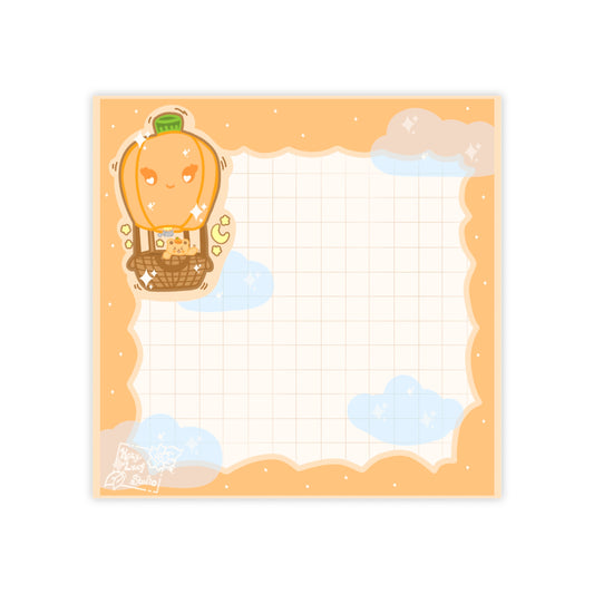 Primkin the pumpkin Bear Hot Air Balloon Post-it Notes — Cute Grid Memo Pad for Desk & School