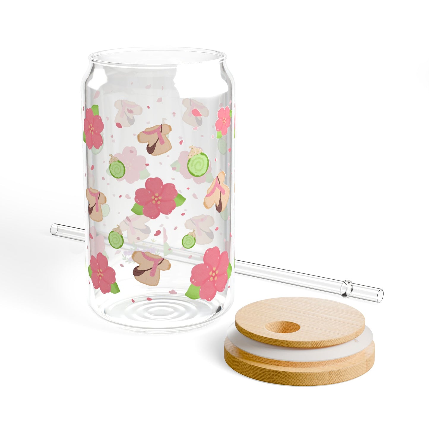 Sweet spring Sakura and Match Roll Sipper Glass, 16oz