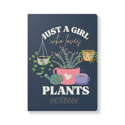 Dark Blue (Just a girl who loves Plants) Softcover Notebook