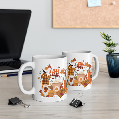 Fall Vibes Cozy Gnome and Ghost Bookish Mug 11oz