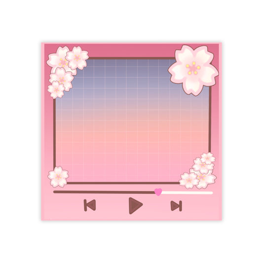 Cherry Blossom Media Player Post-It® Notes — Floral Pink Sticky Note Pad