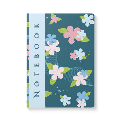 Turquois Bold Floral Softcover Notebook