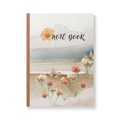 Butterflys and water-colored Mountains Softcover Notebook