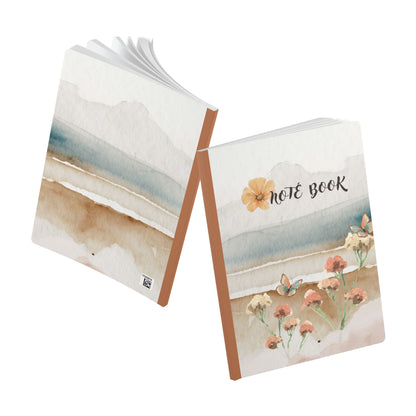 Butterflys and water-colored Mountains Softcover Notebook