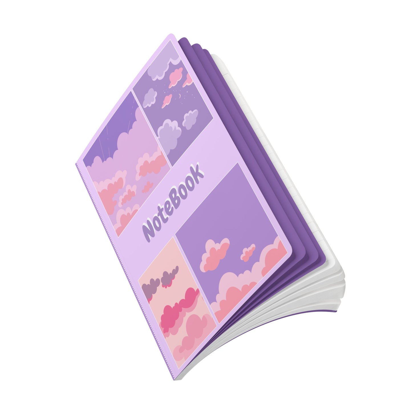 Purple and Lofi Clouds Softcover Notebook