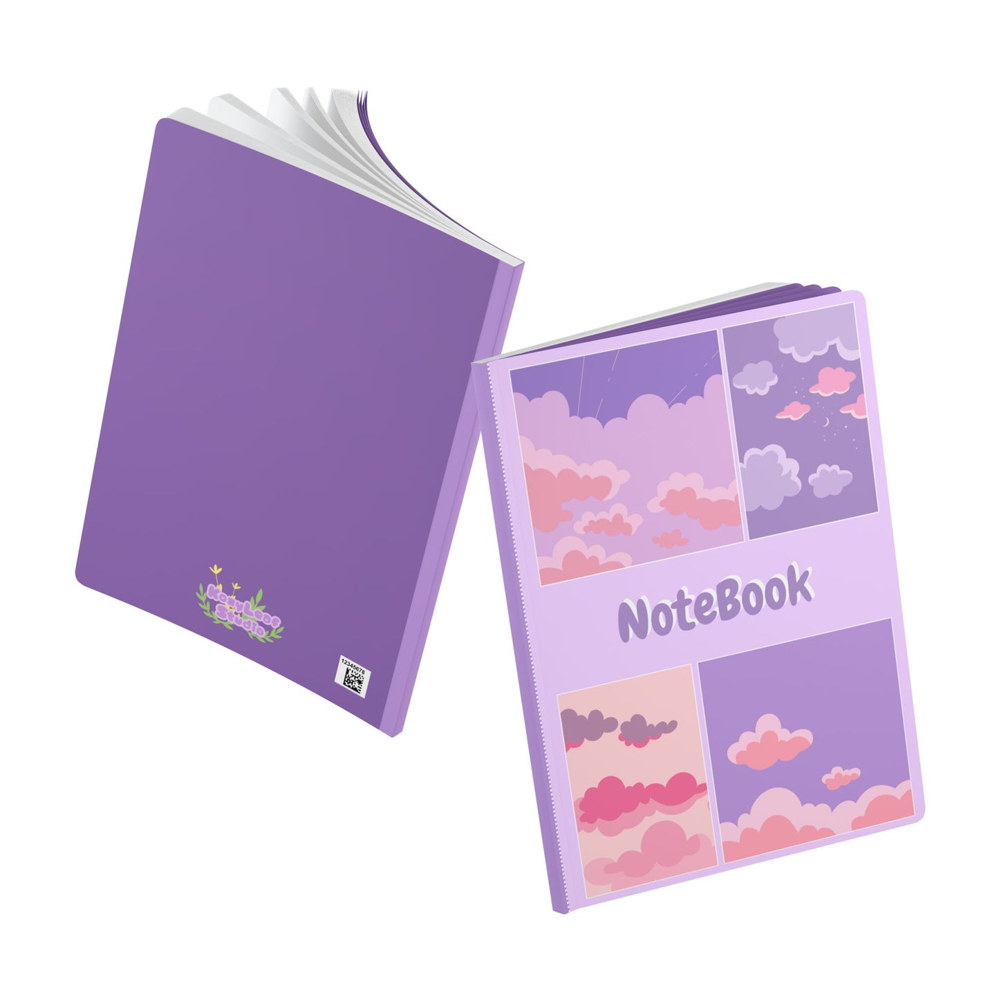 Purple and Lofi Clouds Softcover Notebook