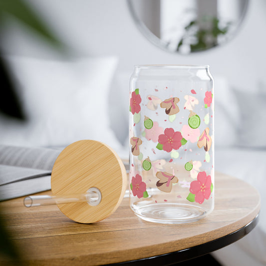 Sweet Spring, Sakura Flowers and Matcha Roll Cakes Sipper Glass, 16oz