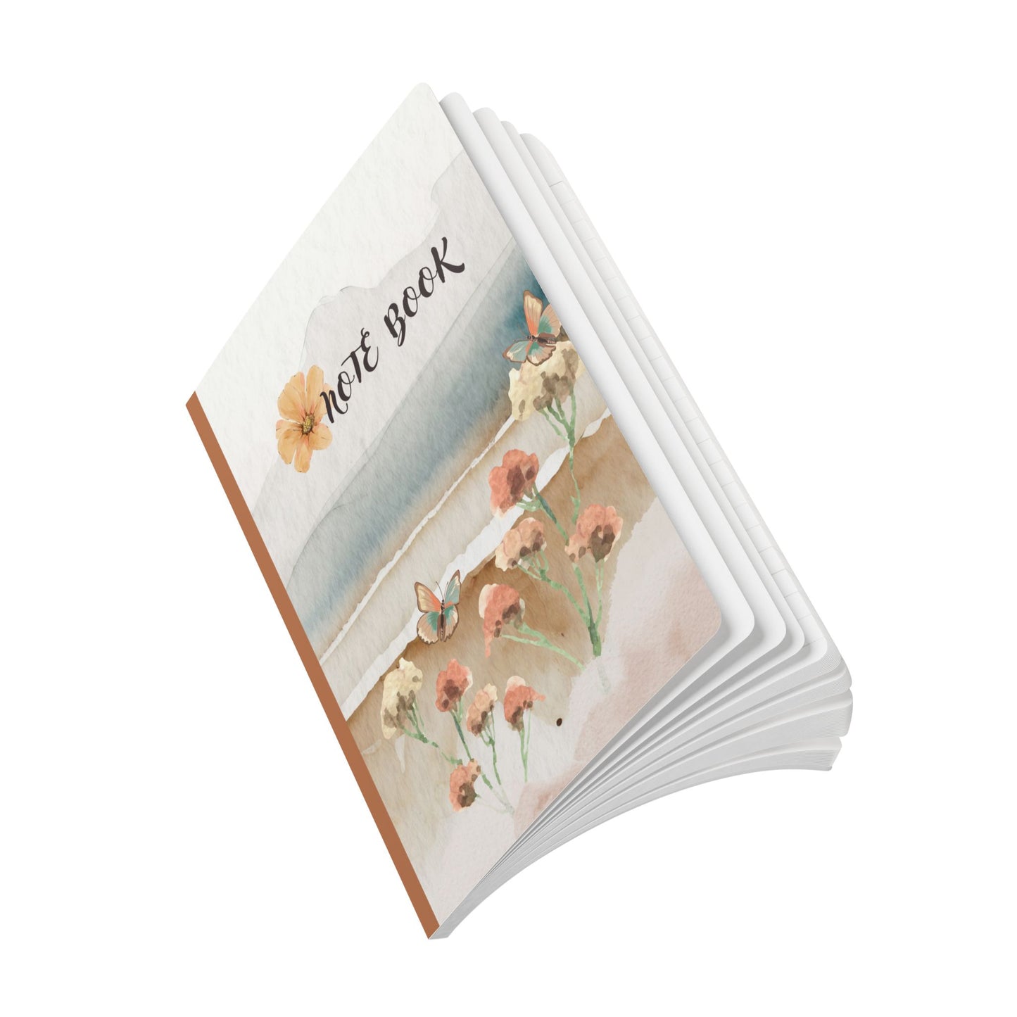 Butterflys and water-colored Mountains Softcover Notebook